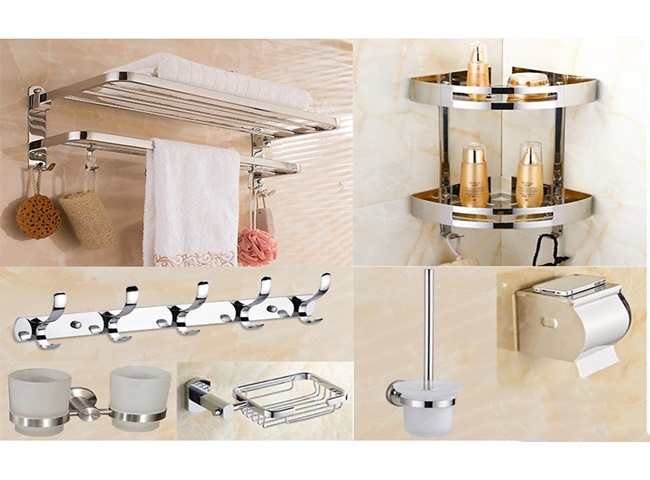 Bộ phụ kiện dành cho phòng tắm được đóng gói sẵn theo từng hãng